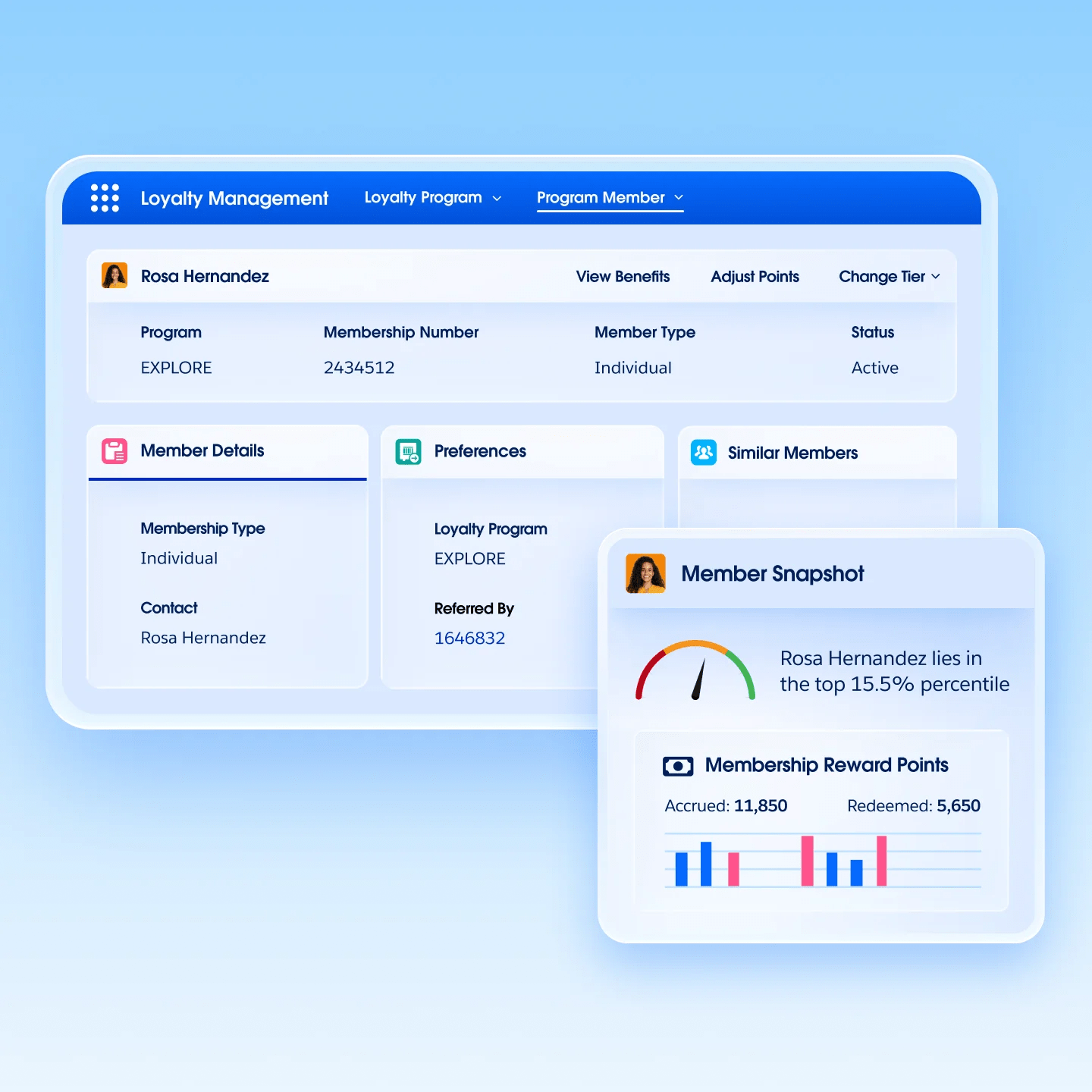 Salesforce Loyalty Management features surface for retail tiers, points, and member care operations.