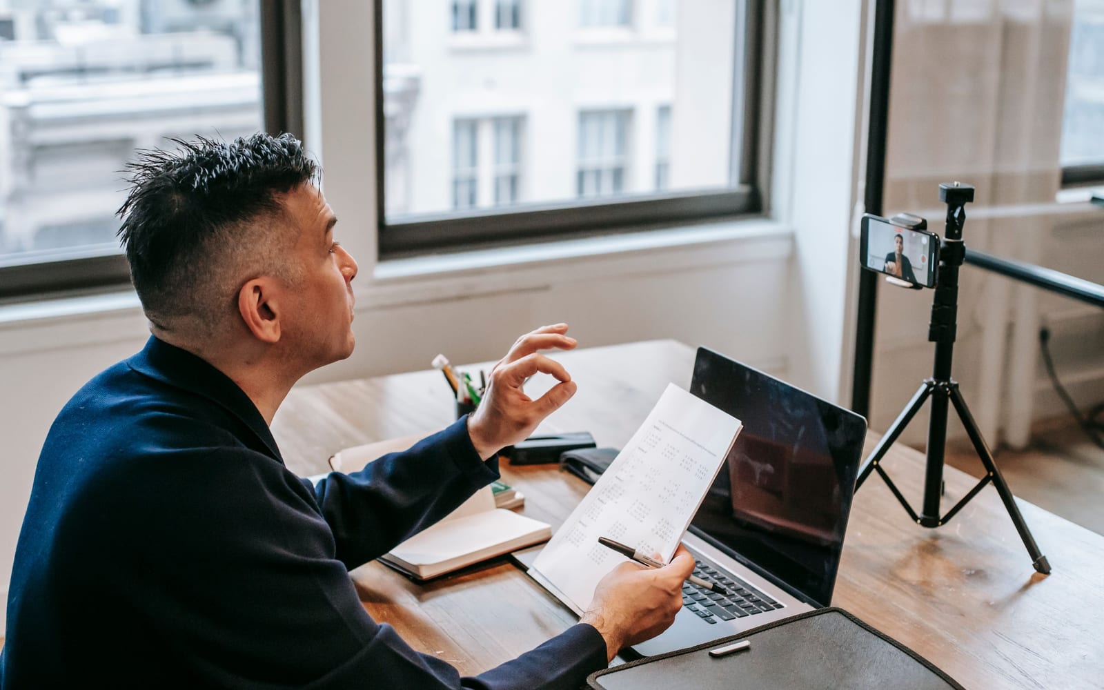 Colleagues working together in a modern office.