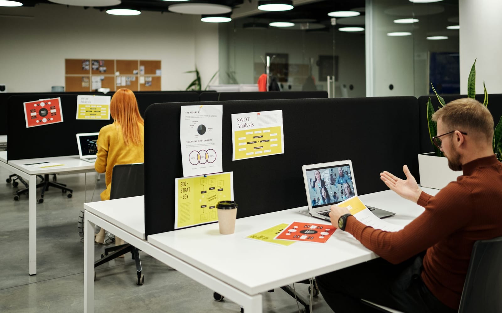 A marketing team working in a modern office.