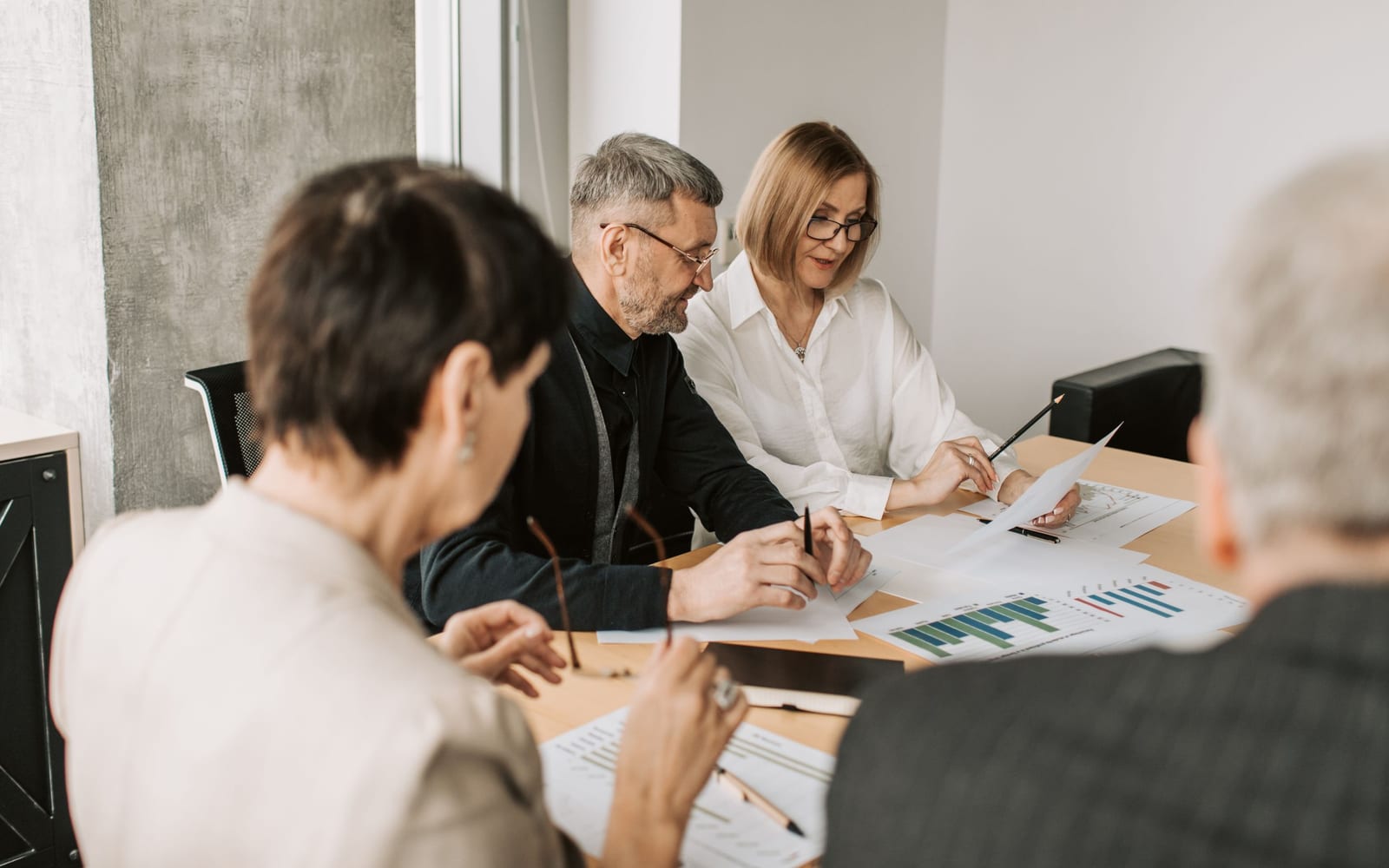 A marketing team working in a modern office.