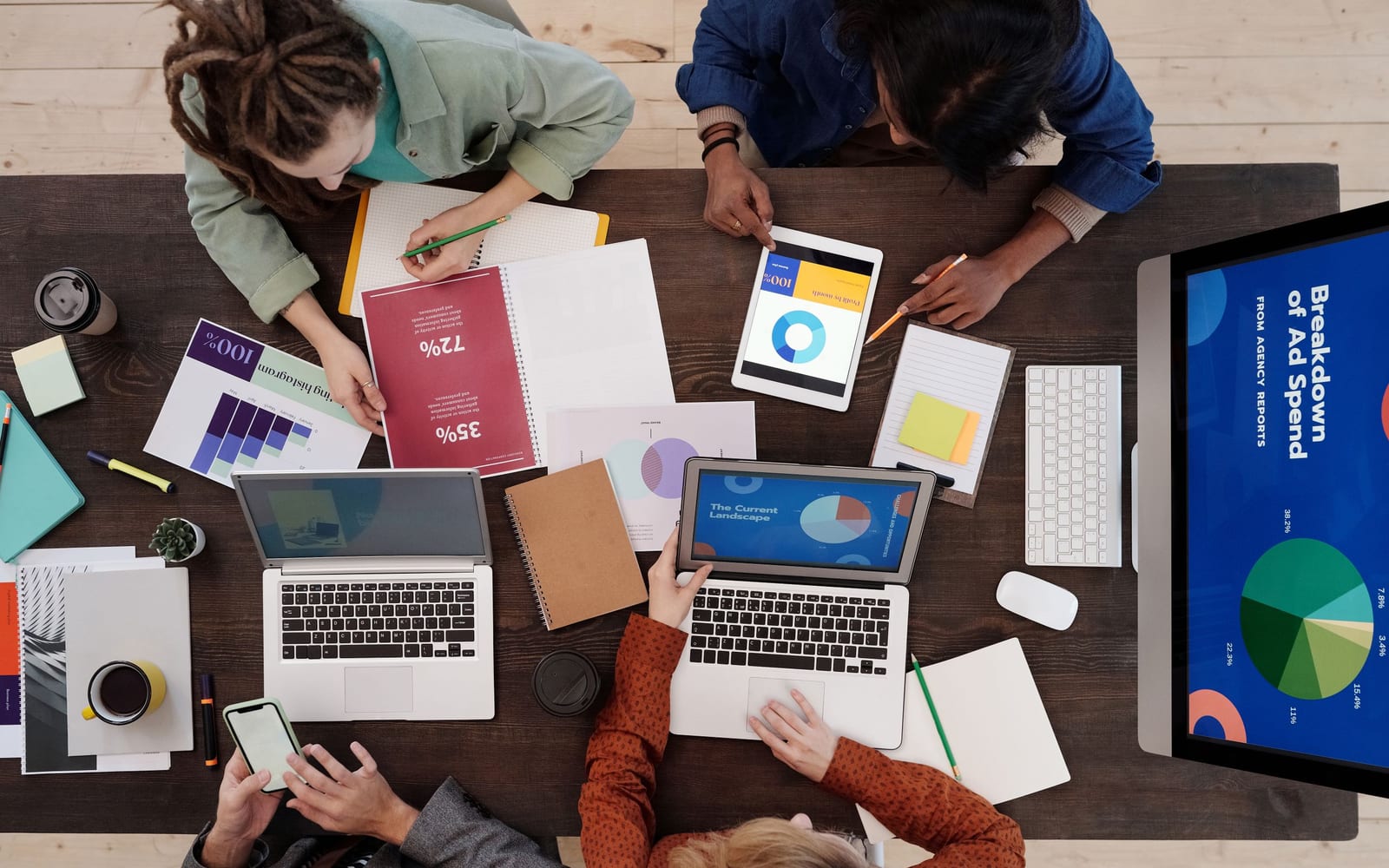 A marketing team working in a modern office.