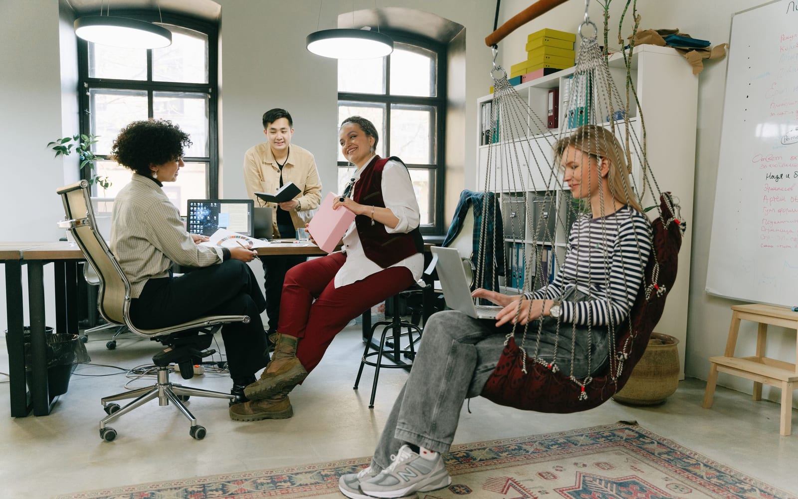 A marketing team working in a modern office.