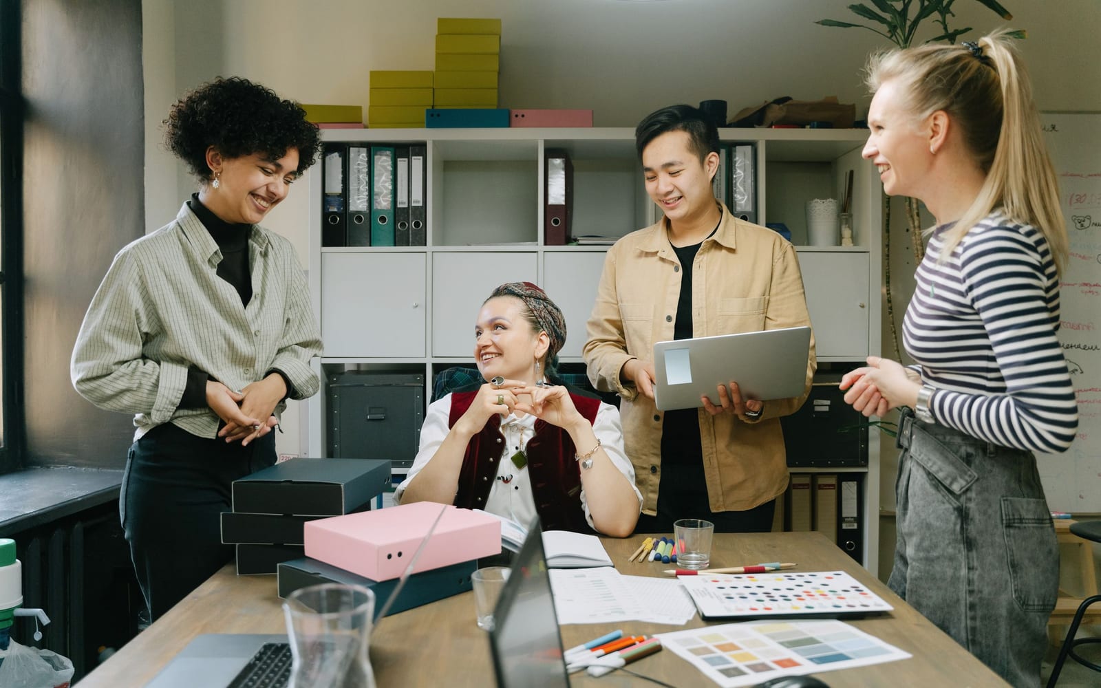 A marketing team working in a modern office.