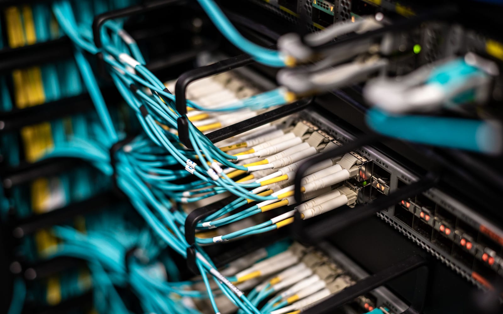 Server racks in an enterprise data centre.