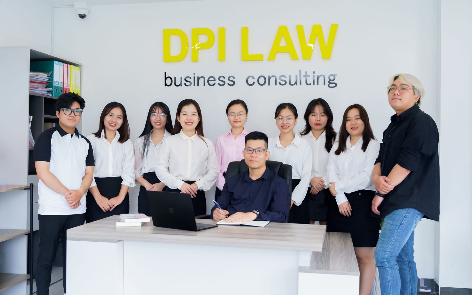 A marketing team working in a modern office.