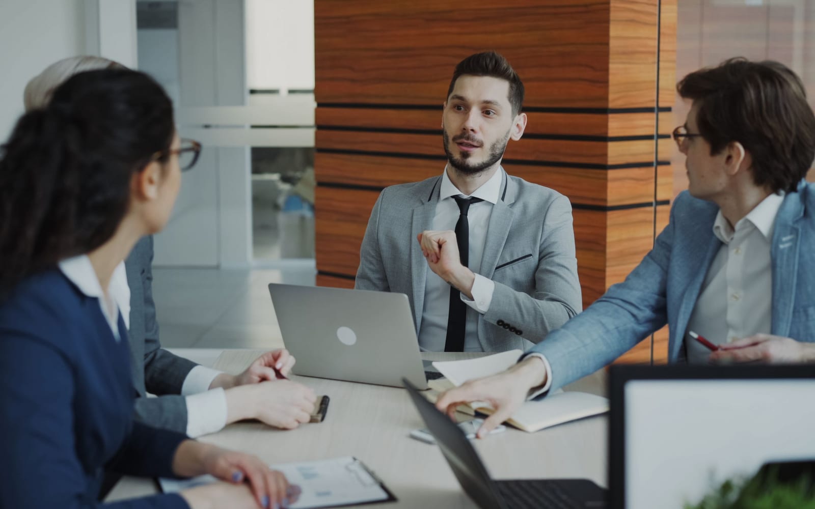 A marketing team working in a modern office.