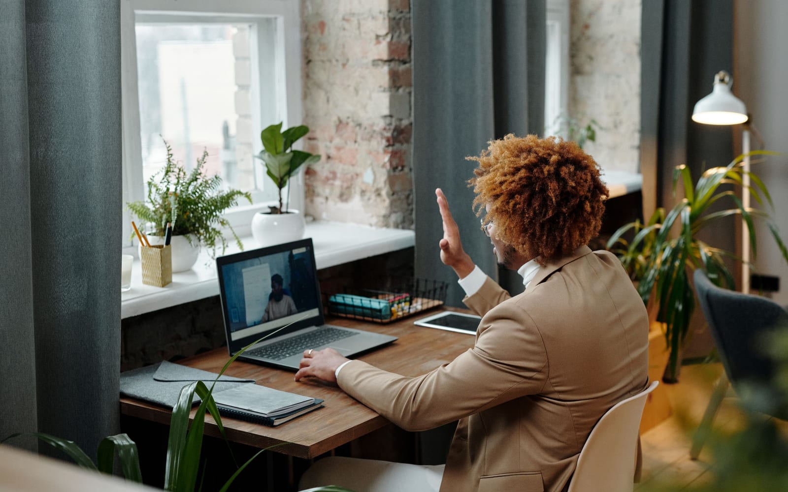 Colleagues working together in a modern office.