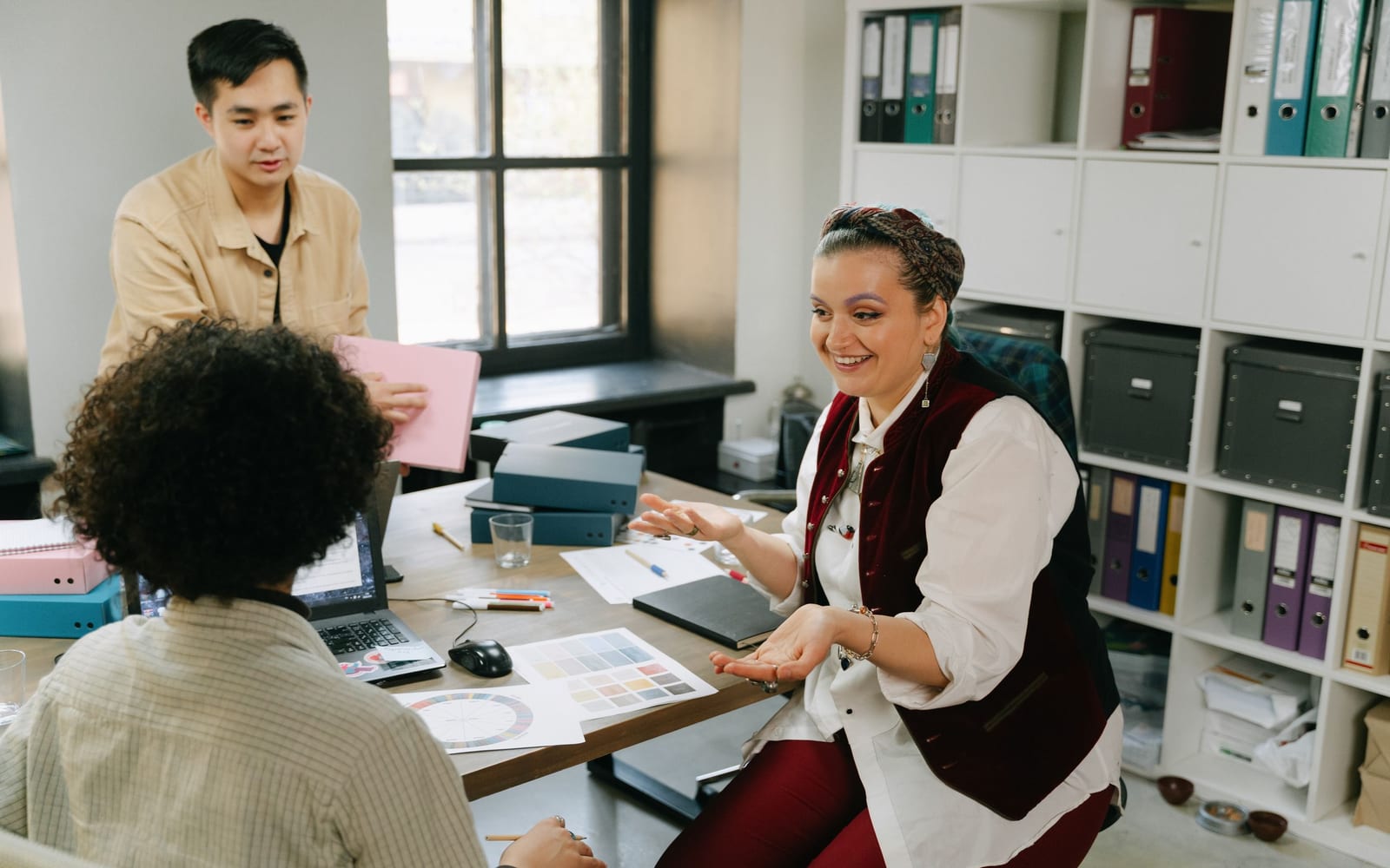 A marketing team working in a modern office.