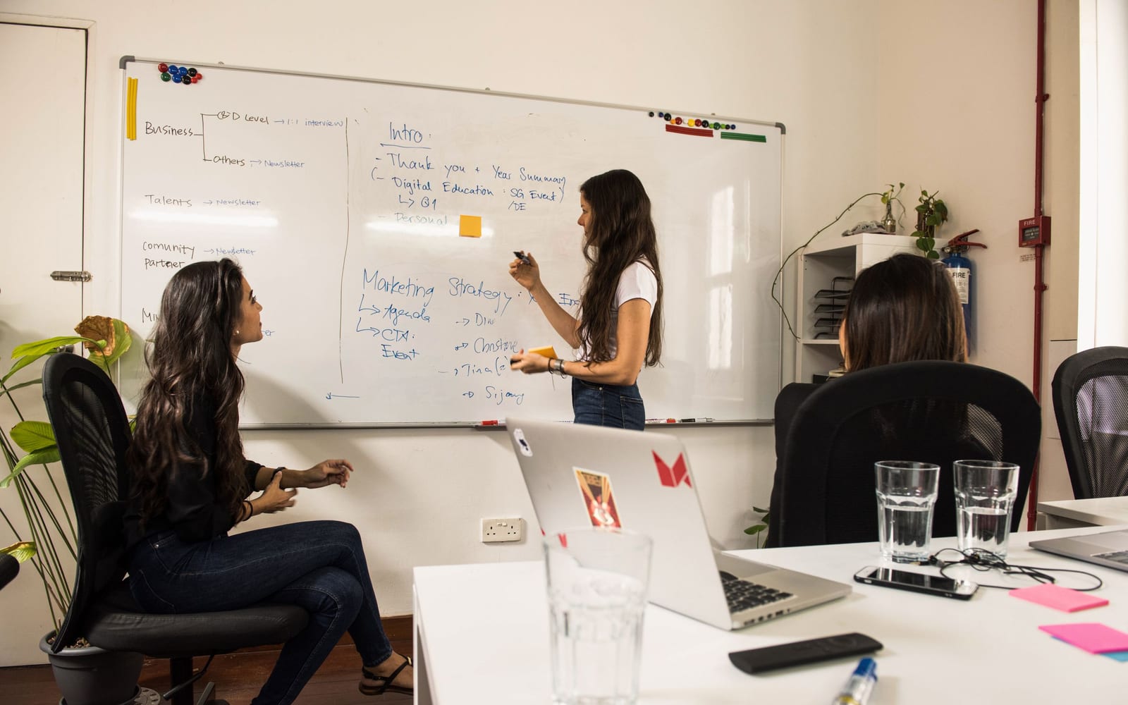 A marketing team working in a modern office.