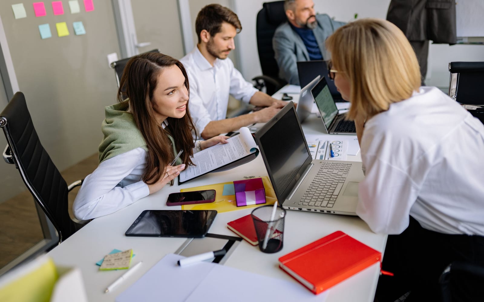 A marketing team working in a modern office.