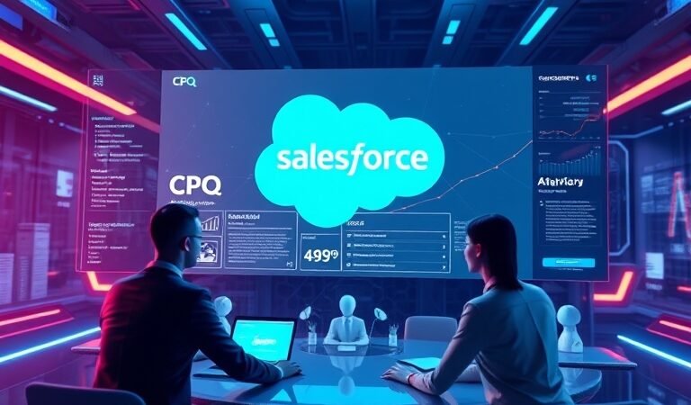 Salesforce CPQ benefits illustration showing automated quote generation and pricing for sales teams