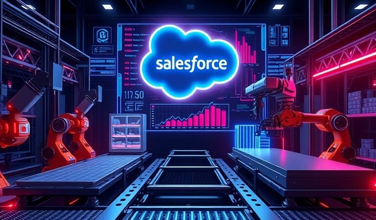 "Salesforce for Manufacturing illustration showing supply chain visibility