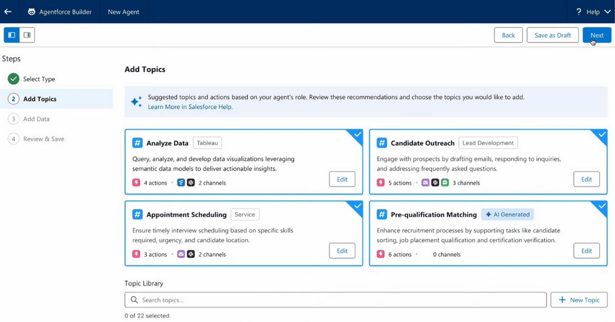 Add Topics and Actions for Agent